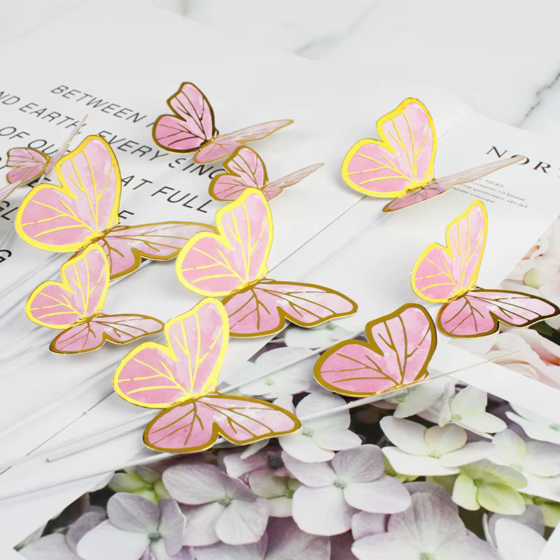 Adorno mariposa para tarta con borde dorado - Pesca temática - imagen 2