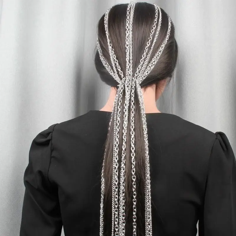 Cadena de pelo metal punk para adorno de cabeza con estilo - imagen 4