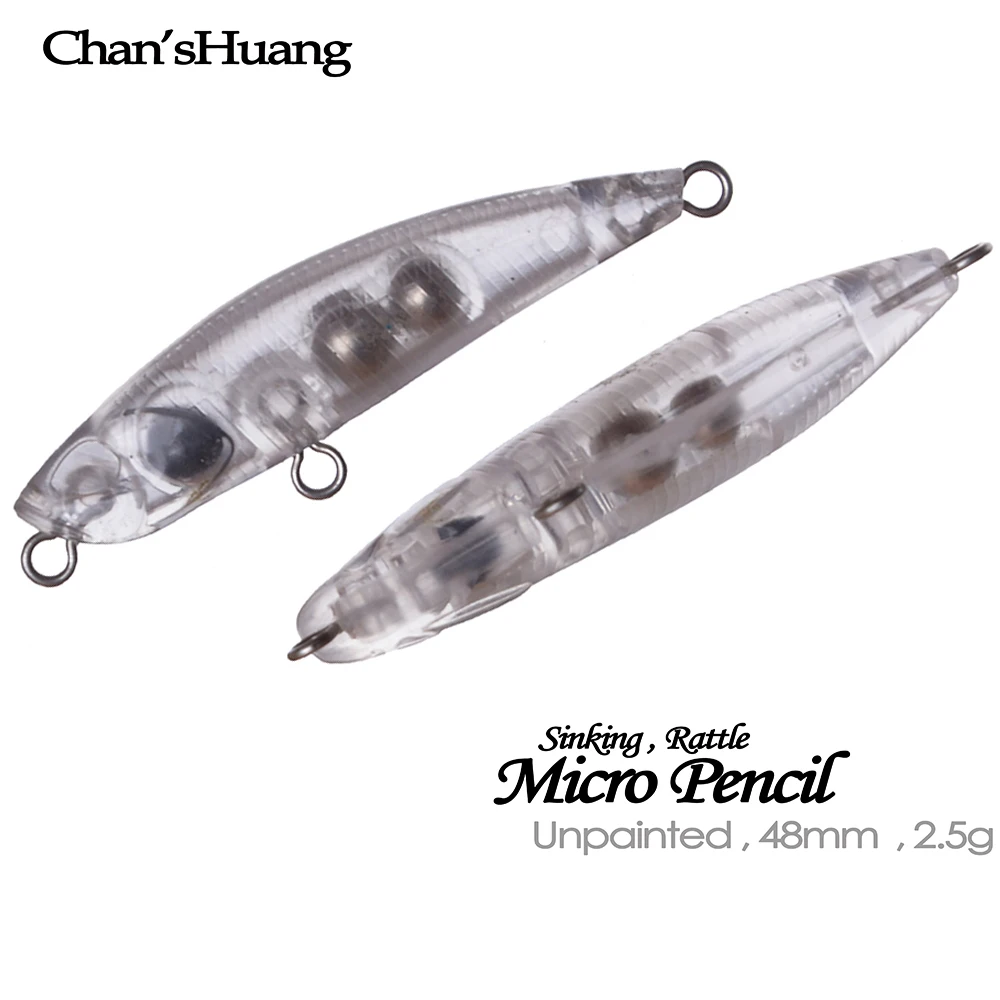 Chan'sHuang Señuelo Sonajero Hundido Micro 48mm – Blanco sin pintar