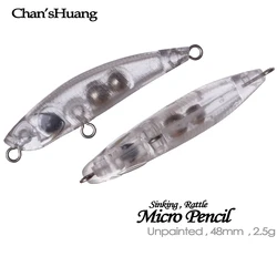 Chan'sHuang Señuelo Sonajero Hundido Micro 48mm – Blanco sin pintar