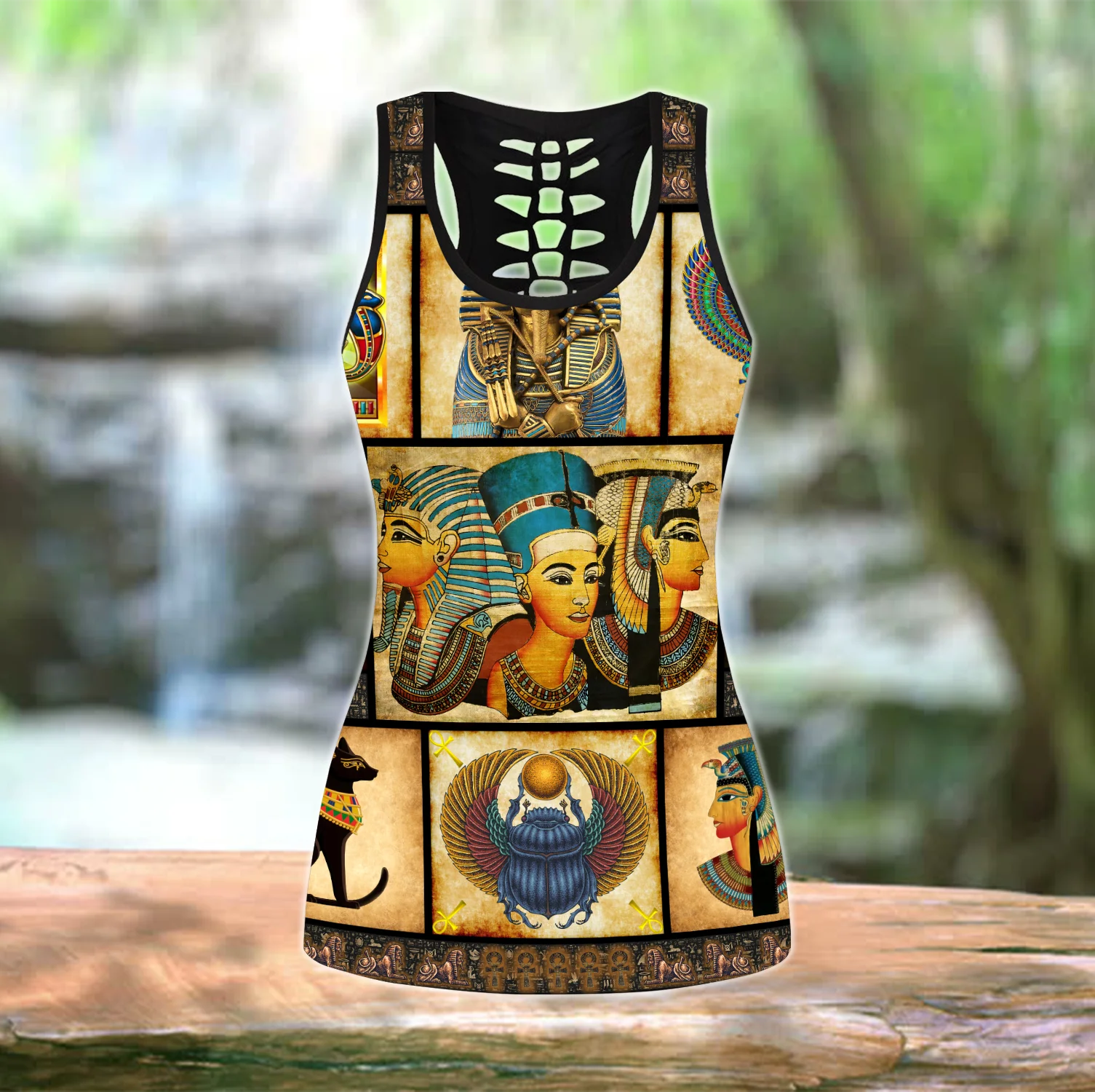 Camiseta sin mangas de pesca estampado 3D dioses egipcios mujer - imagen 2