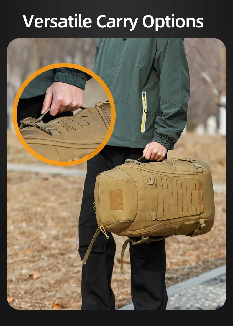 Mochila en uso en exterior mostrando版的 capacidad de carga