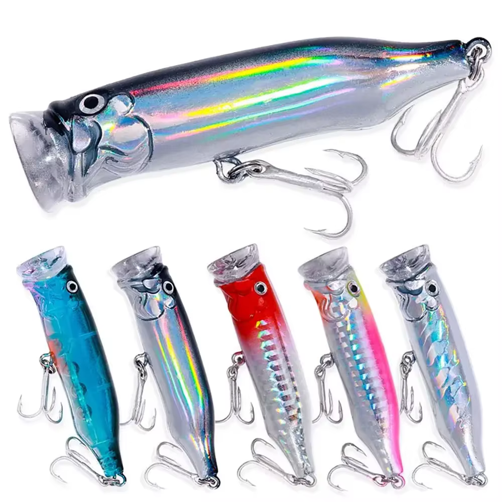 Señuelo Popper topwater con cuerpo plástico para lucio y perca