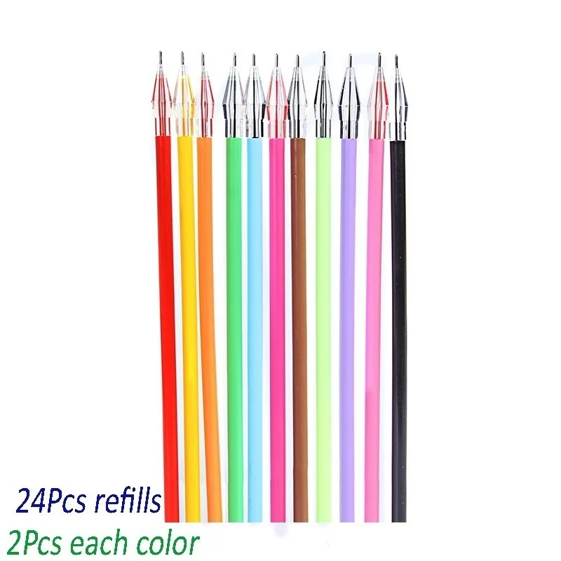 Juego completo de 24 recambios de gel con cabeza de diamante en 12 colores surtidos