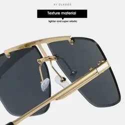 Gafas de sol sin montura de doble puente, lentes degradados con UV
