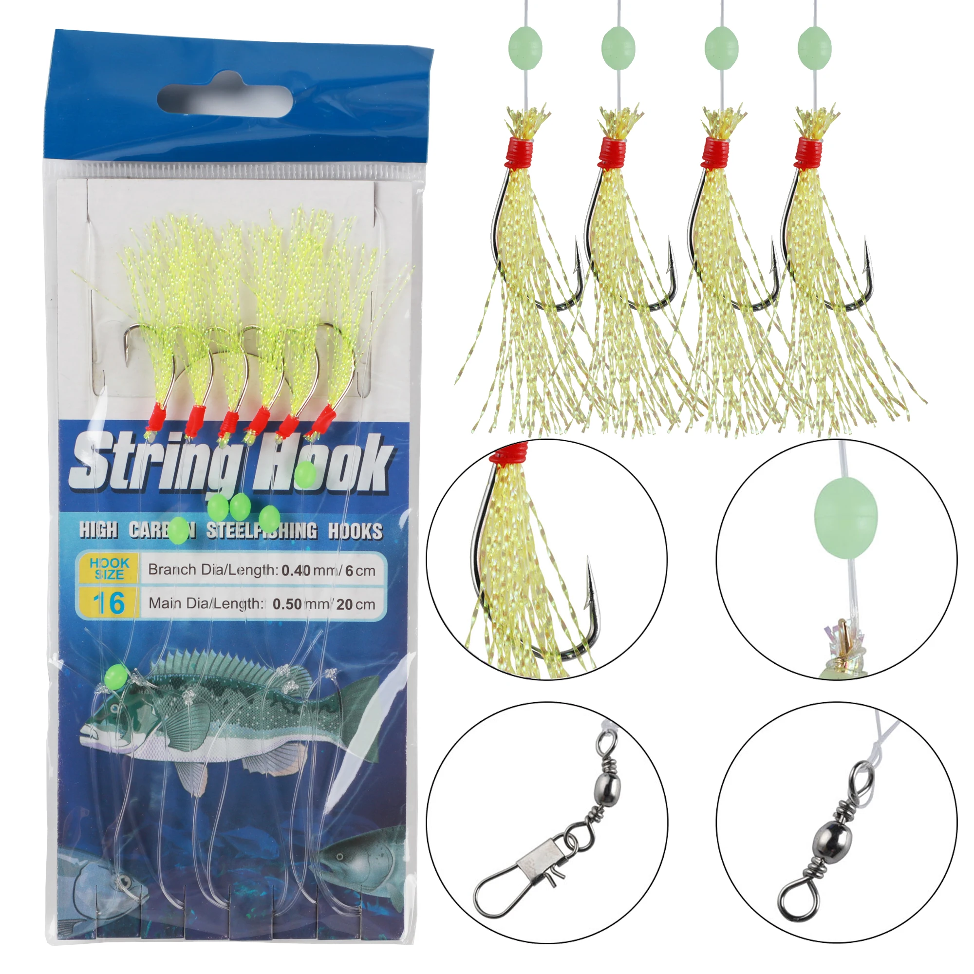 FREE FISHER Sabiki con aparejos y cuentas luminosas para agua dulce - imagen 2