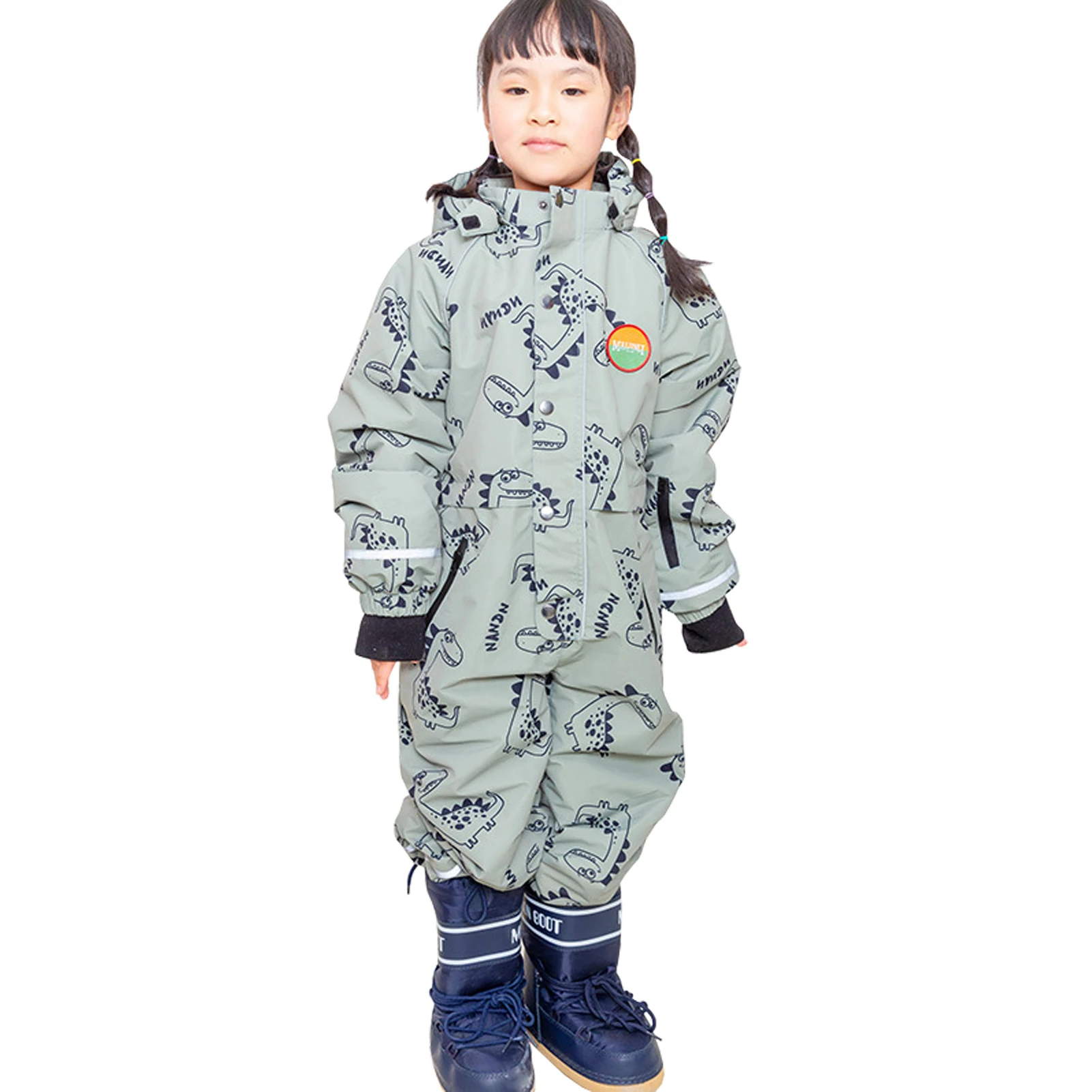 Mono de nieve infantil con capucha y diseño infantil