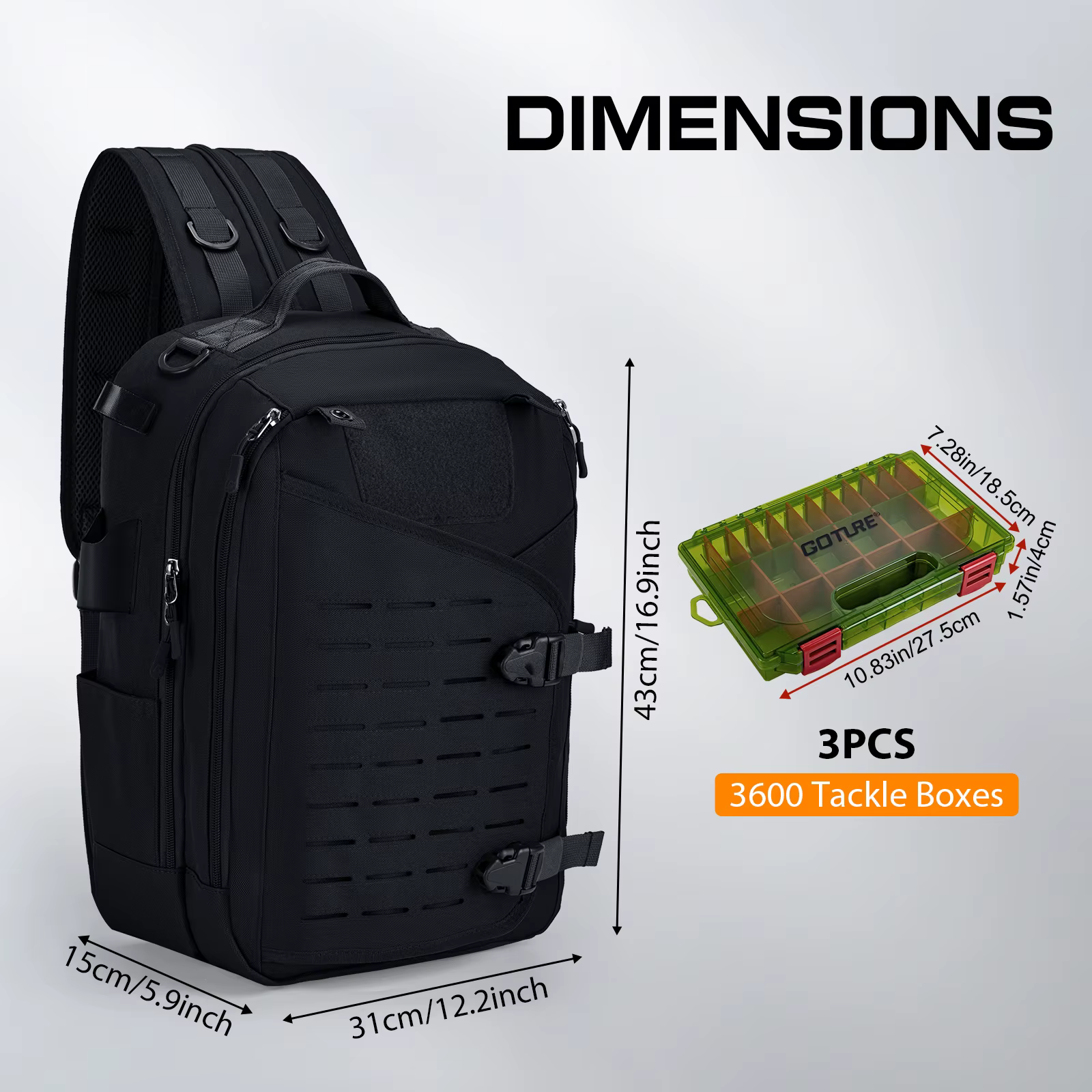 Goture 3700 mochila pesca con malla transpirable, gancho D y bolsillos herramienta - imagen 4