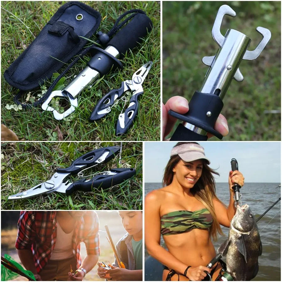 Juego de controlador de peces y pinzas de acero inoxidable
