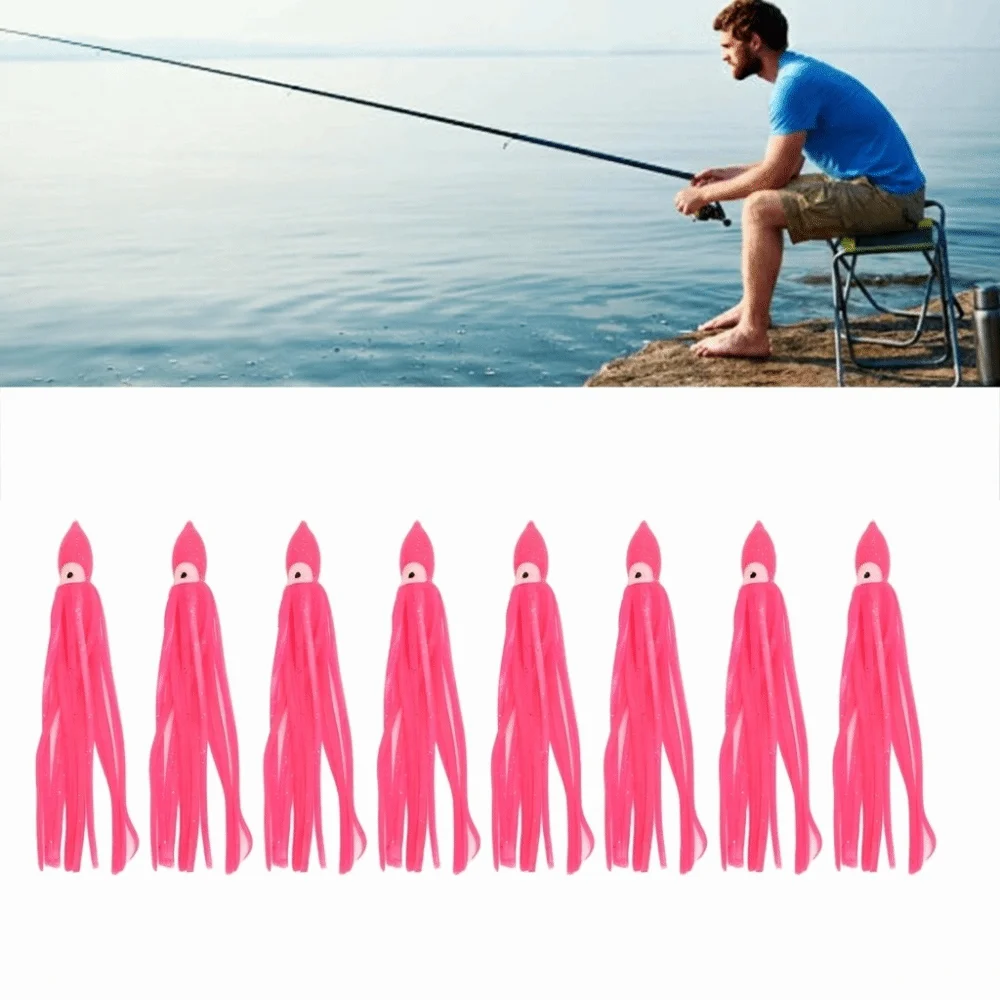 Señuelo calamar PVC ojos realistas rosa para agua salada - imagen 5