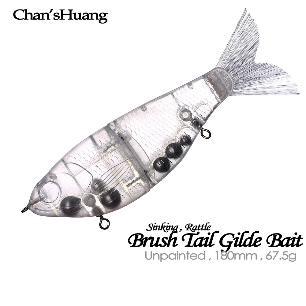 Chan'sHuang Swimbait sin pintar, cola de cepillo, que se hunde