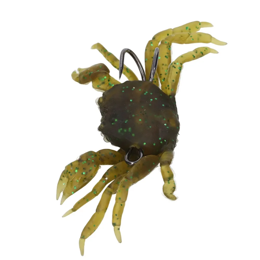 Señuelo de cangrejo con anzuelo integrado verde, amarillo y marrón - imagen 4