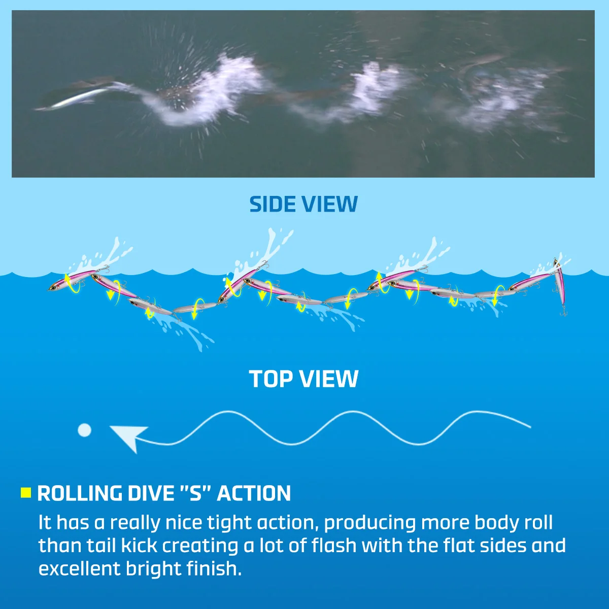 Noeby Vortex señuelo duro flotante azul para atún GT y kingfish