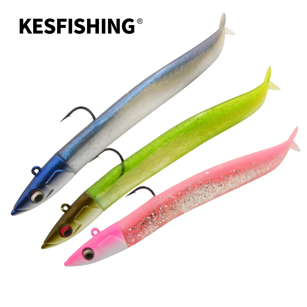 KESFISHING señuelo suave para lucio con cabeza jig y cola horquilla