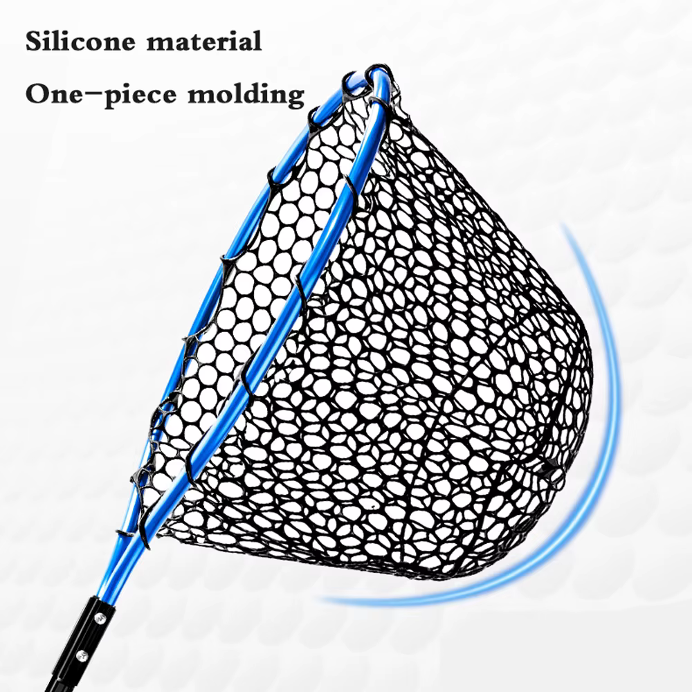 Sacadera plegable de mango largo con malla de goma para peces grandes - imagen 4