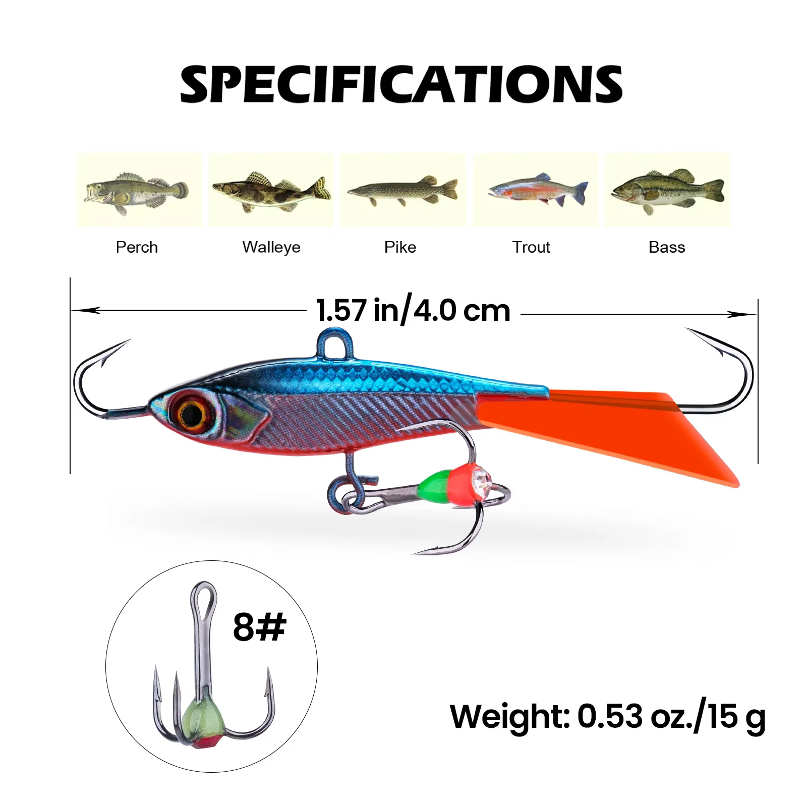 Señuelo Goture para hielo 40mm 15g – Ojos 3D equilibrador - imagen 3