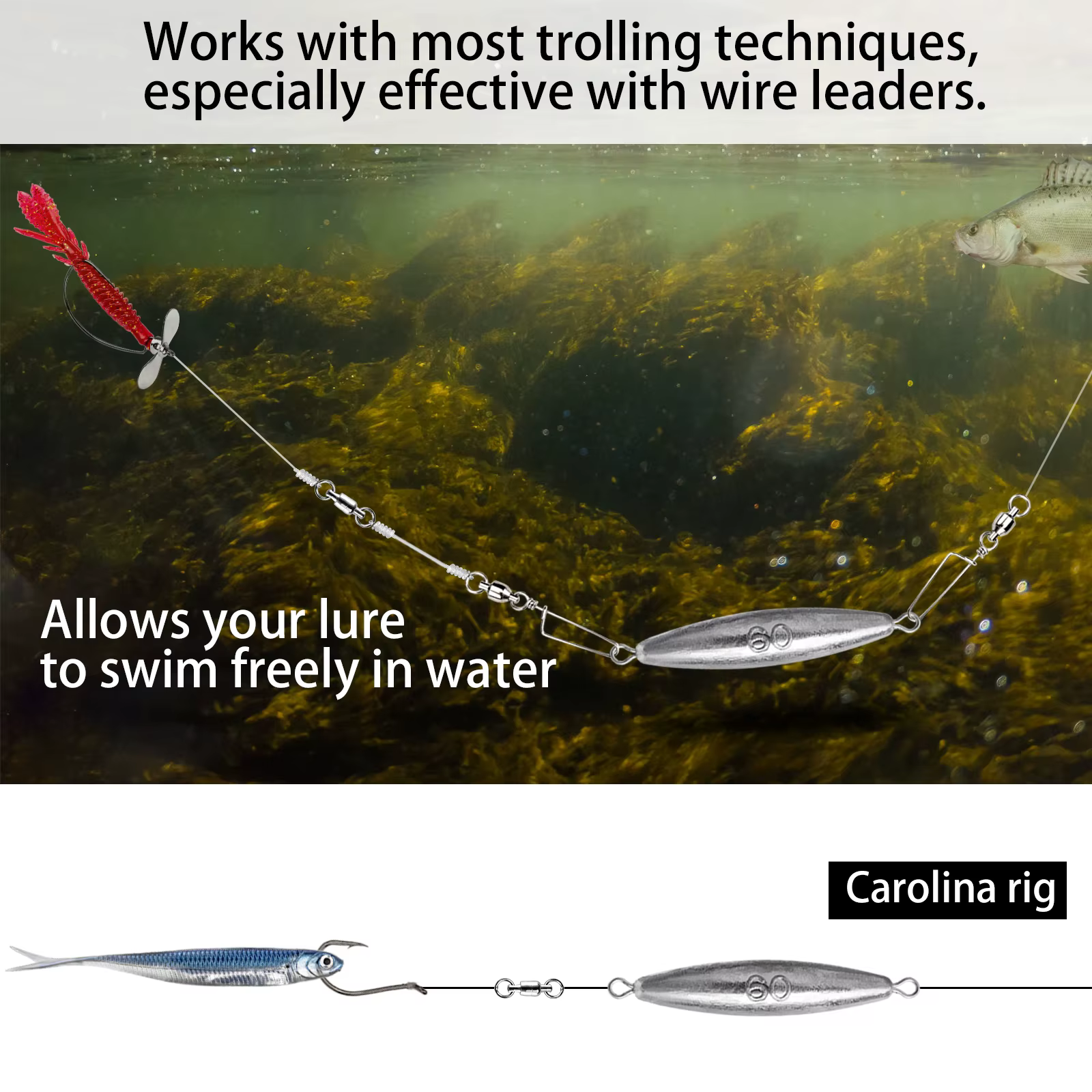 Plomos Drop Shot THKFISH con anillo giratorio 360° para Carolina Rig - imagen 2