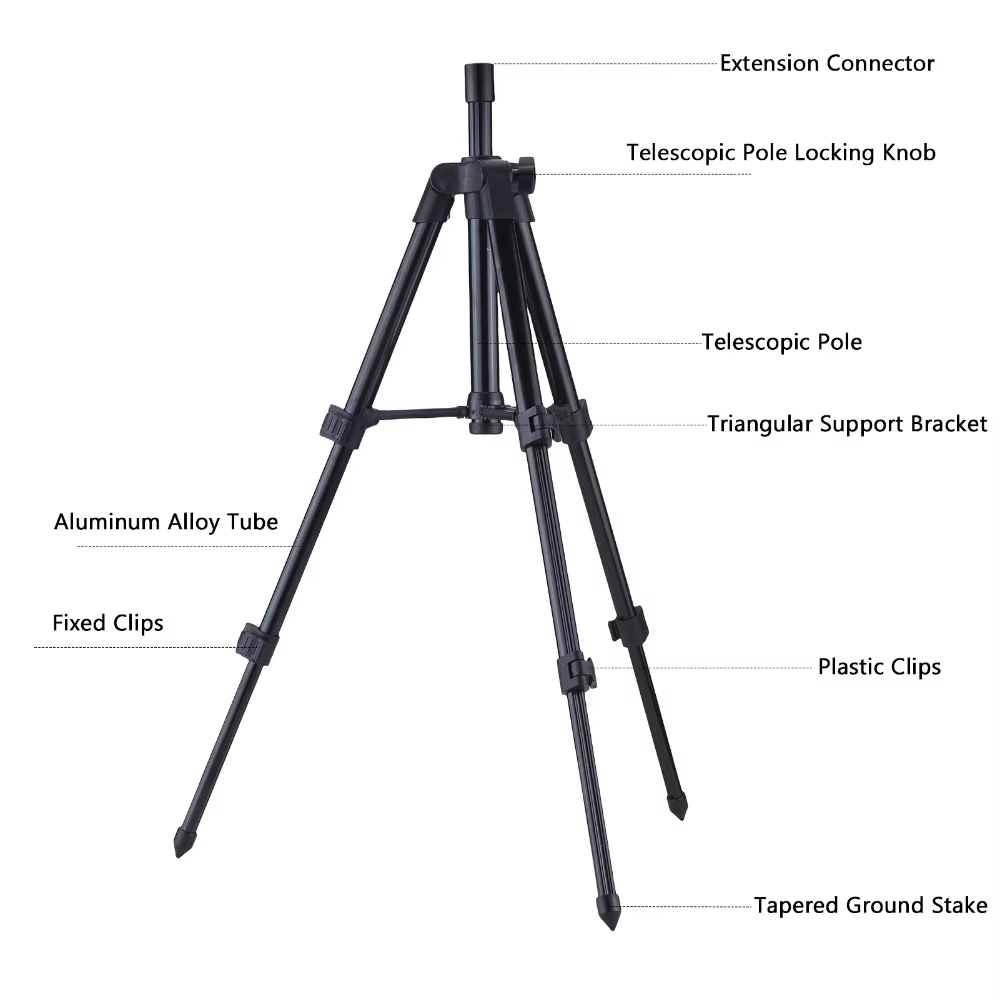 Trípode Porta Cañas Aluminio Ajustable – Telescópico con Cabeza en U - imagen 2