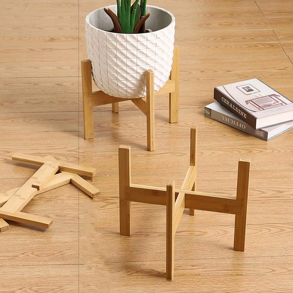 Macetero de Madera con Estante Cruzado – Decoración Hogar y Jardín - imagen 5