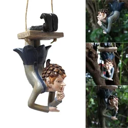 Columpio en miniatura de elfo de resina para jardín y patio