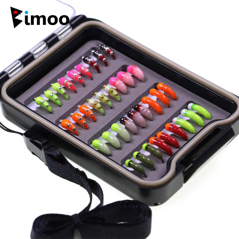 Kit completo de moscas de pesca Bimoo 36 piezas en su caja organizadora