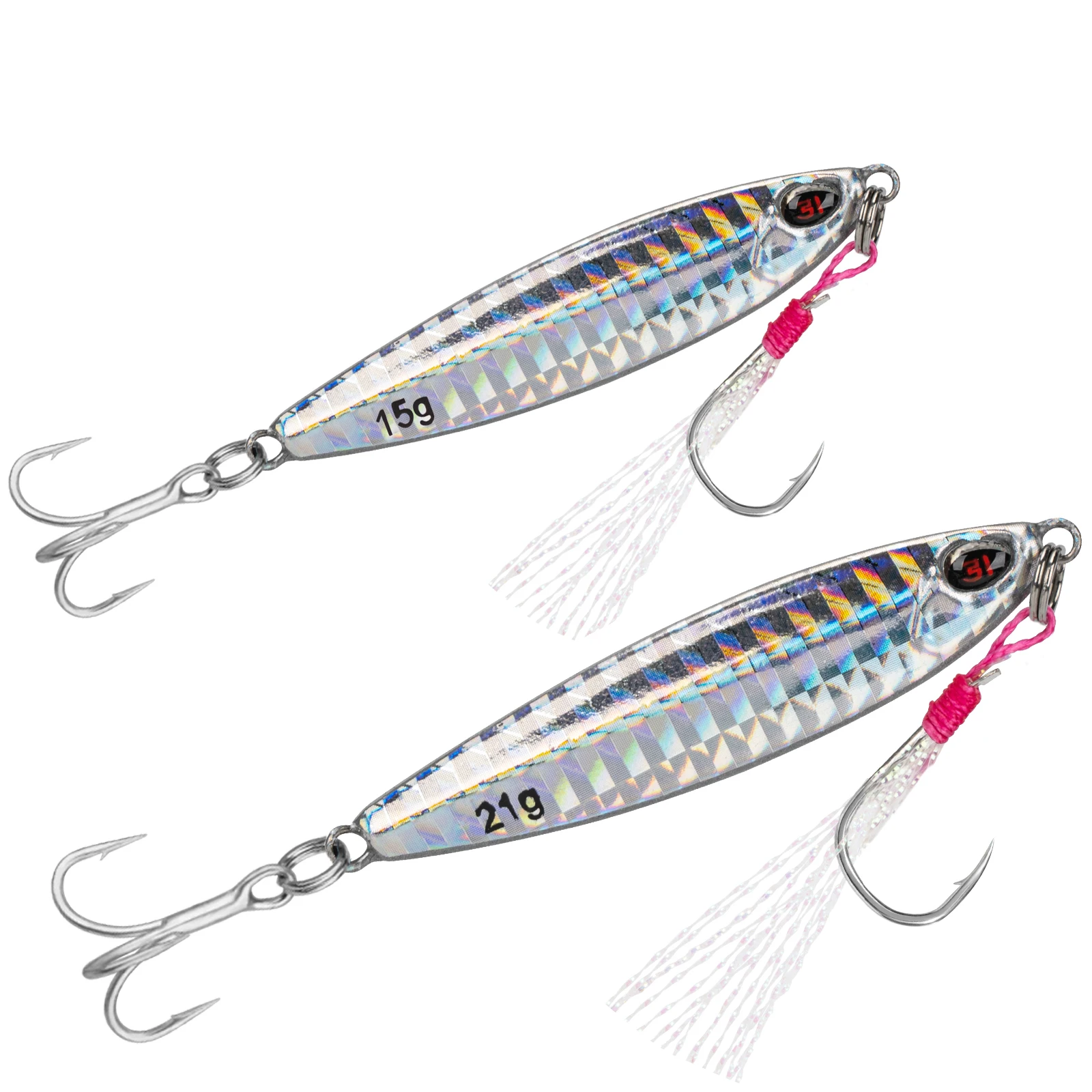 Señuelo jigging lento metálico spinner con anzuelo y ojos 3D para mar - imagen 3