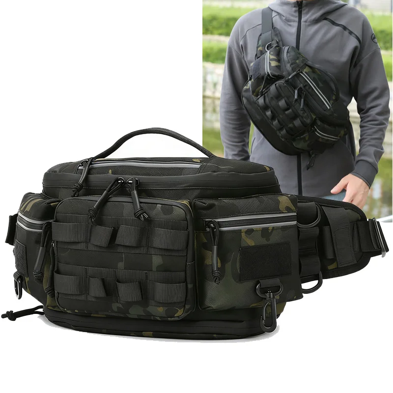 Riñonera de pesca MOLLE multibolsillos para senderismo y ciclismo - imagen 3
