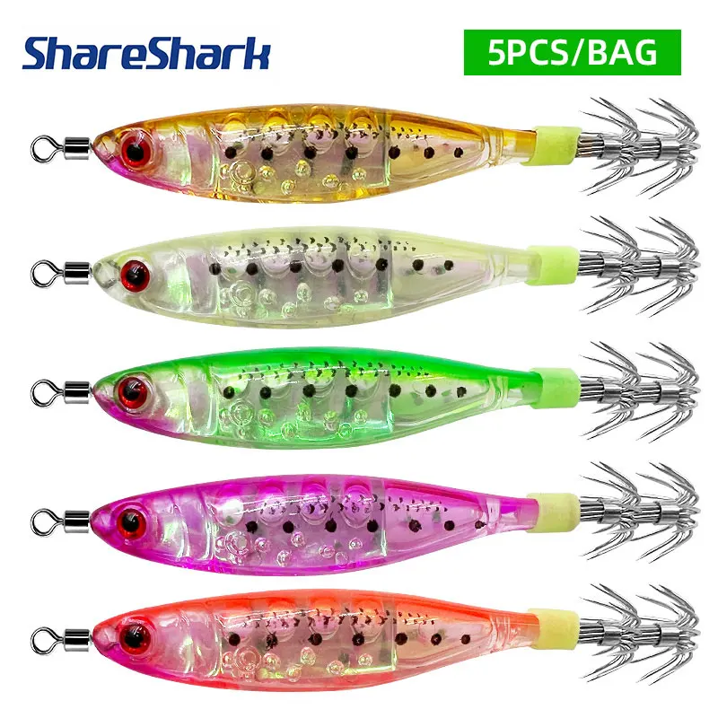 ShareShark Señuelo calamar luminoso tipo camarón de vinilo - imagen 3