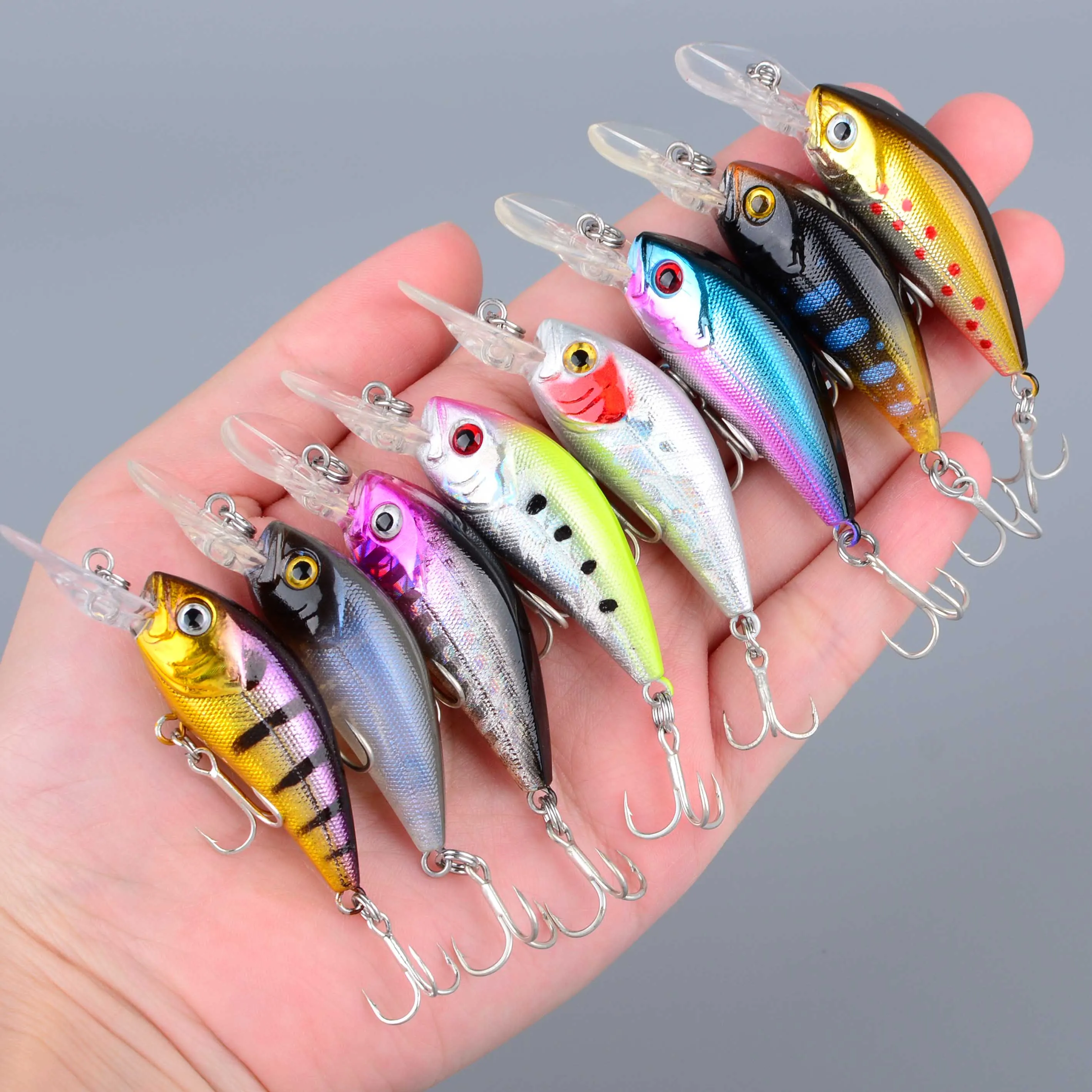 Crankbait de hundimiento Minnow con anzuelos triples y ojos 3D - imagen 3