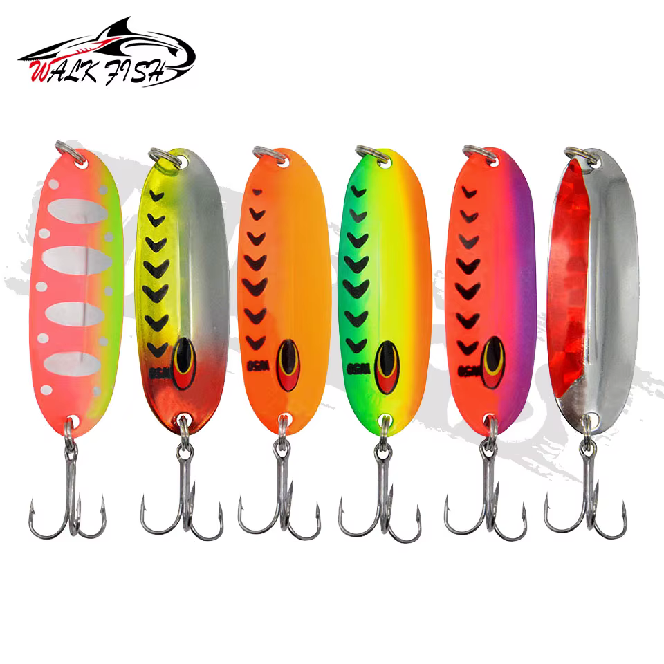 Cuchara metálica Walk Fish con lentejuelas y ruido para spinning - imagen 4