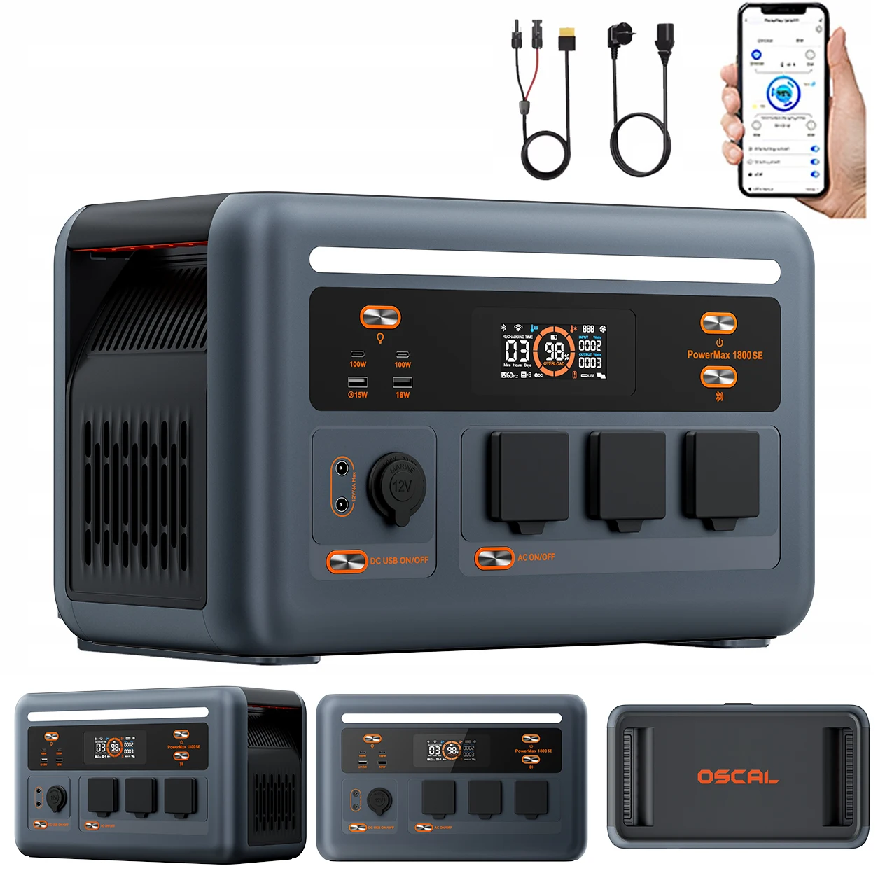 OSCAL PowerMax1800SE 1024Wh – Estación Energía 1800W para Camping y Pesca - imagen 2