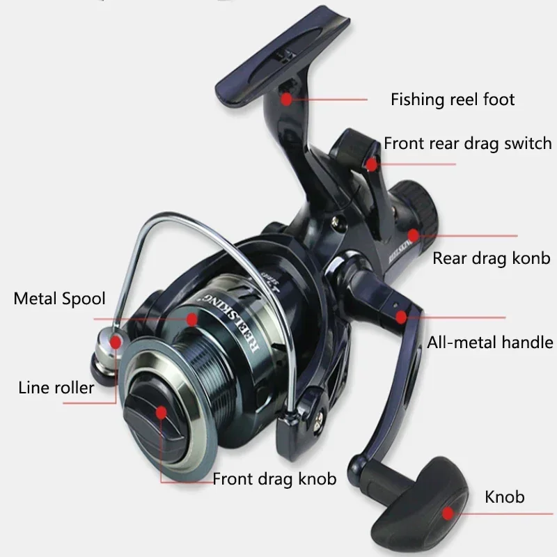 Carrete Baitcasting alta velocidad ligero freno doble delantero trasero sal/dulce