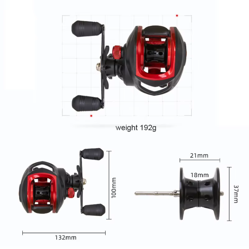 Carrete Baitcasting con Doble Freno y Bobina Metálica 7.2:1 - imagen 3