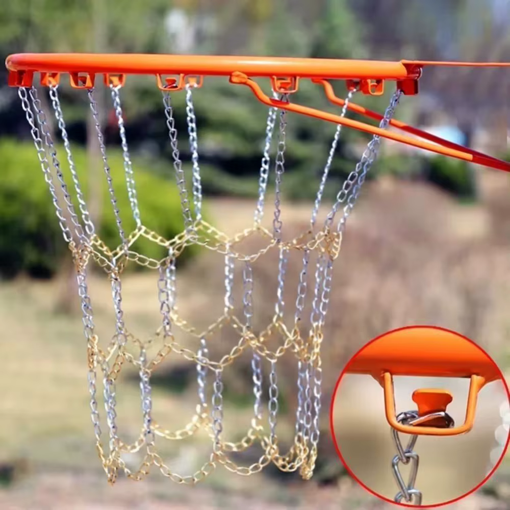 Detalle de la red de baloncesto galvanizado