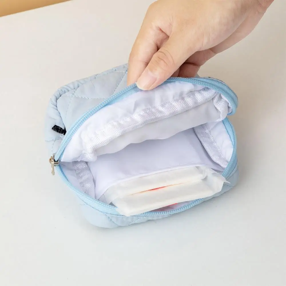 Mini neceser acolchado de algodón para maquillaje, bolso coqueta