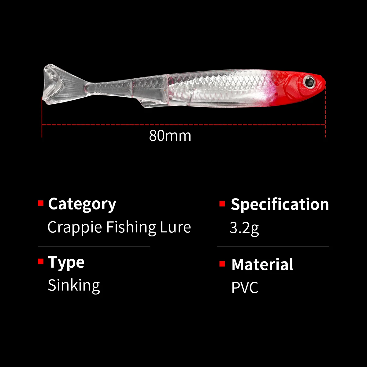 Shad Vinilo 8cm con Cola en T – Señuelo Blando para Pesca - imagen 4