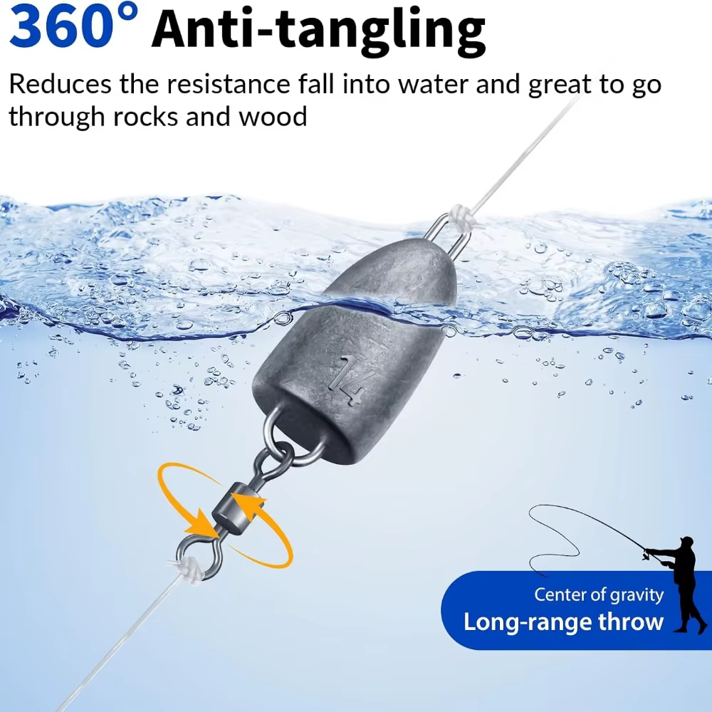Plomos Anti-enredos con Giratorio para Carolina Rig y Drop Shot
