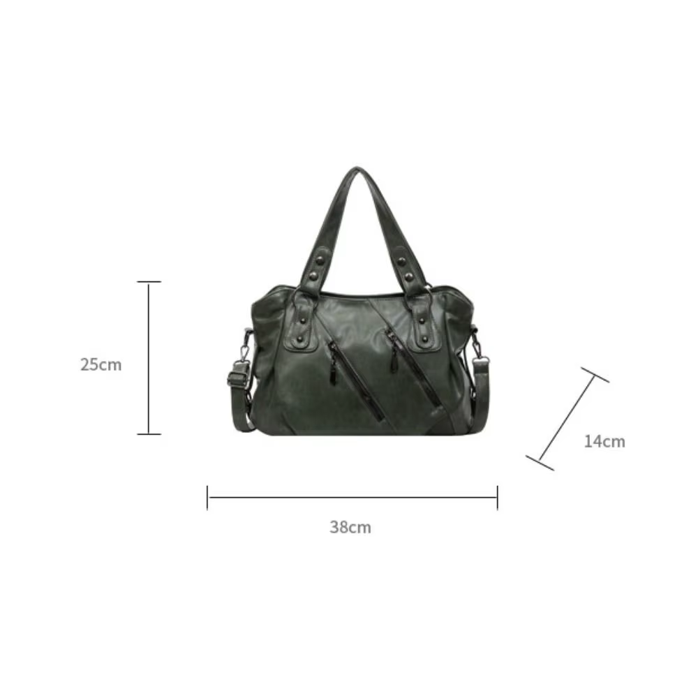 Bolso de hombro mujer retro en cuero PU brillante – Alta capacidad - imagen 4