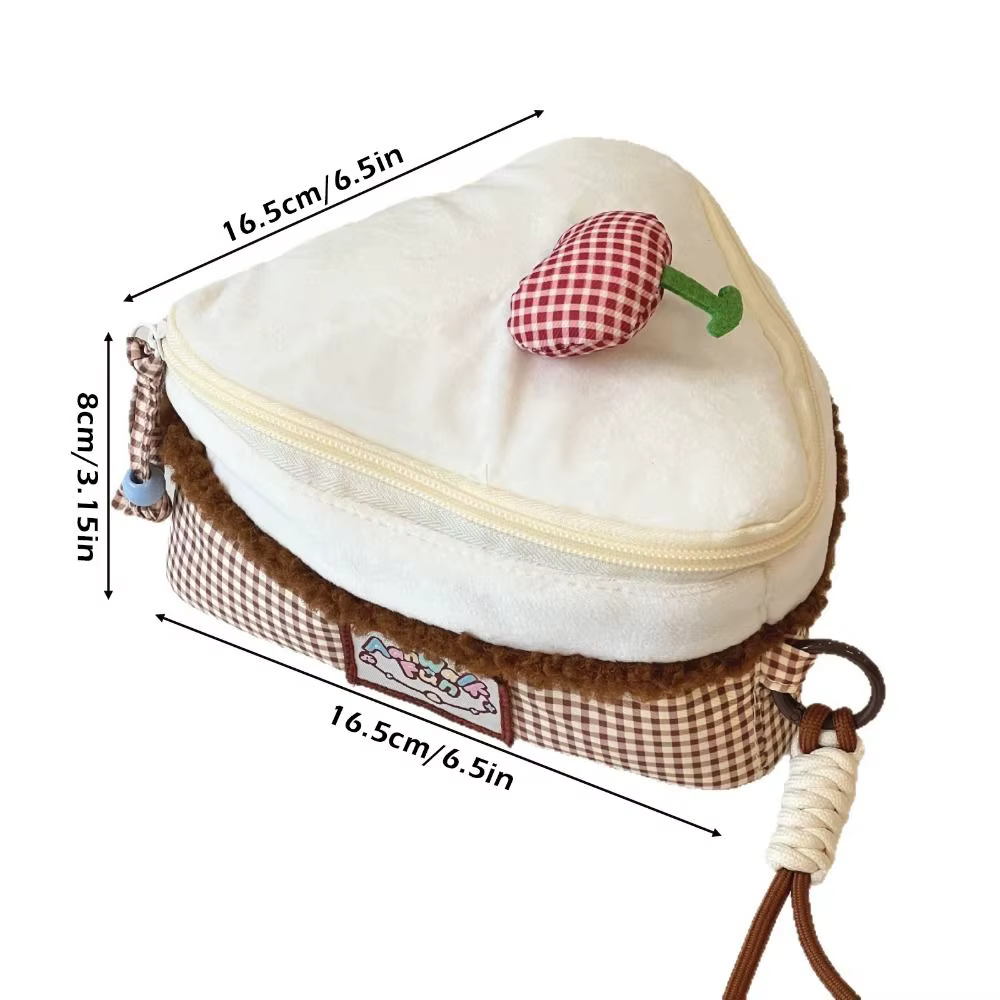 Neceser de maquillaje triangular con estampado de cerezas