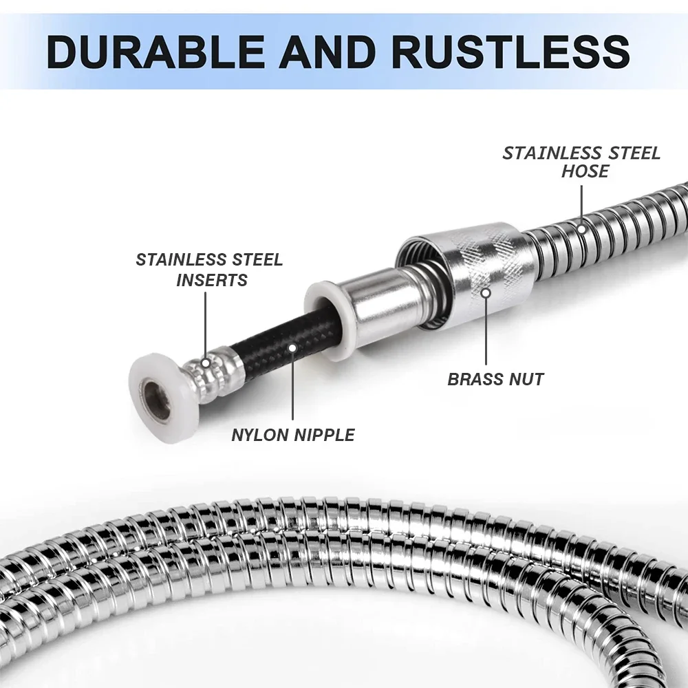 Manguera de Ducha Flexible – Acero Inoxidable Extensible 1,5-3m