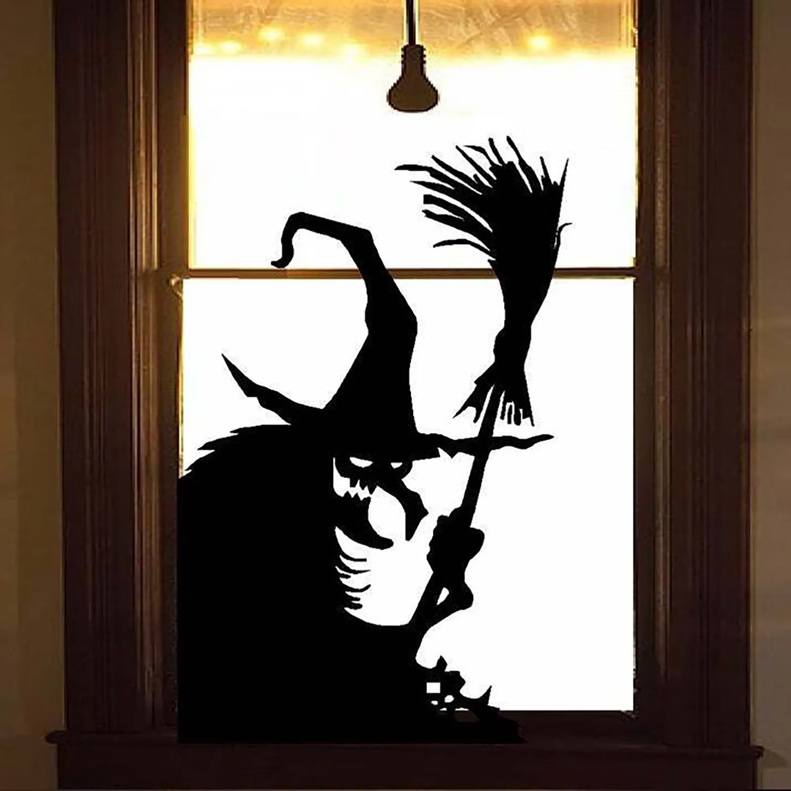 Pegatina estática de Halloween con diseño de bruja y fantasma