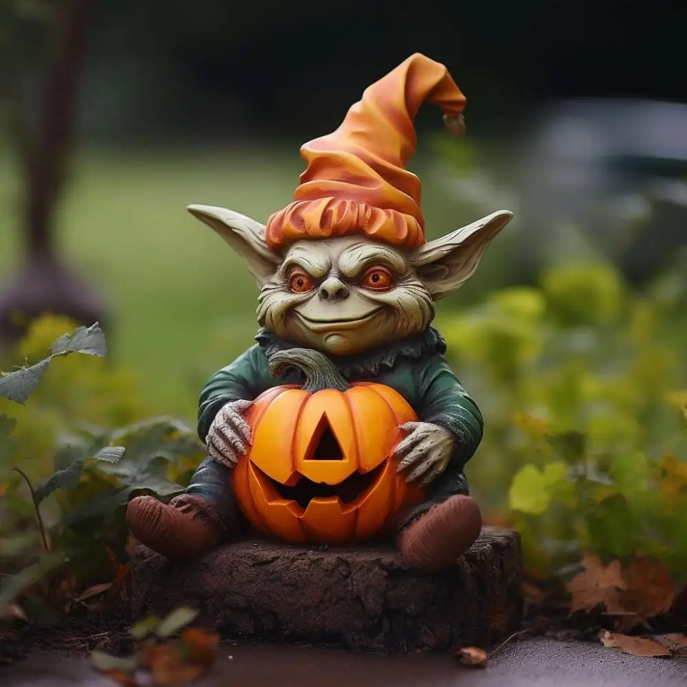 Estatua resina calabaza fantasma Halloween: adorno lindo - imagen 2