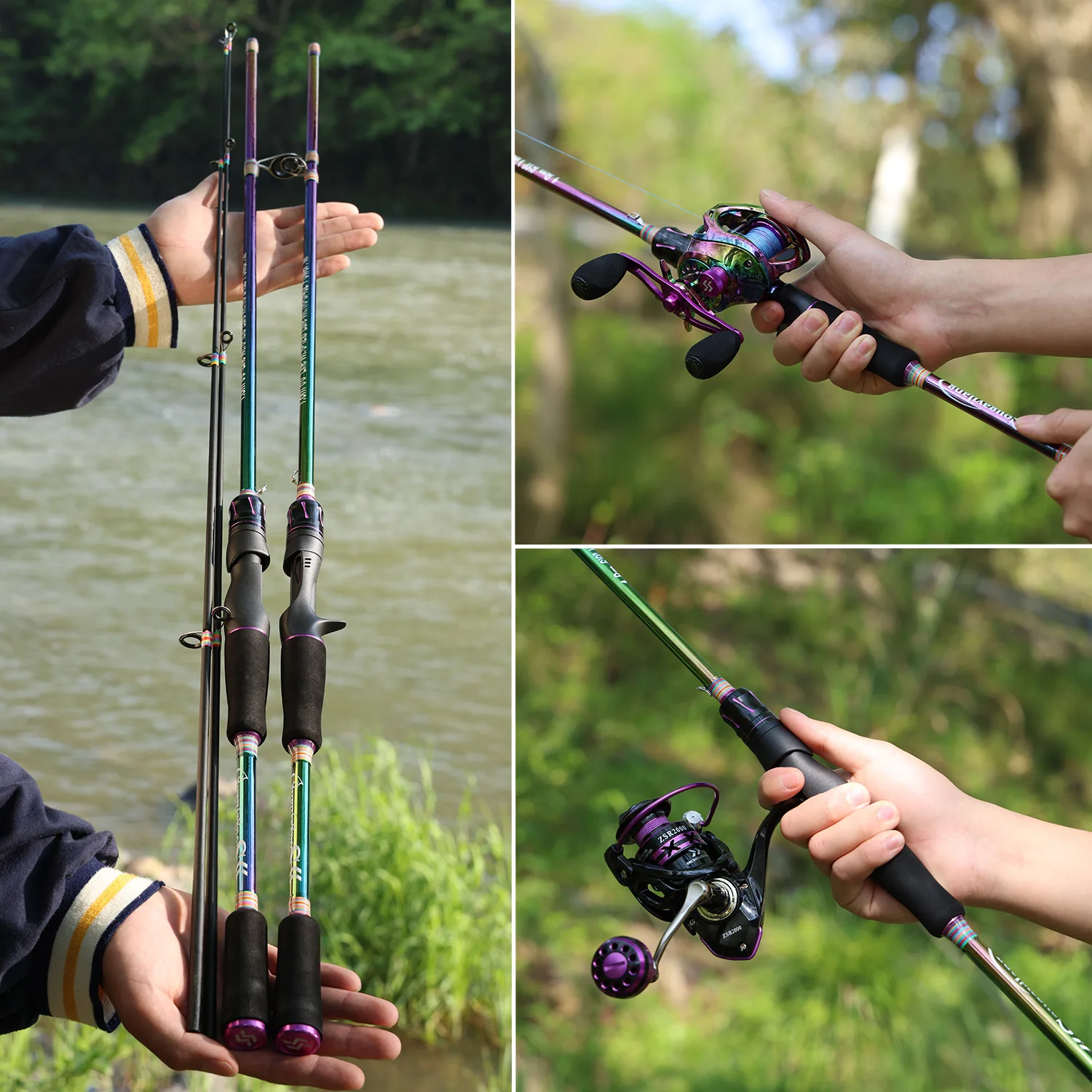 Caña baitcasting Sougayilang fibra de carbono para lubina y trucha - imagen 3