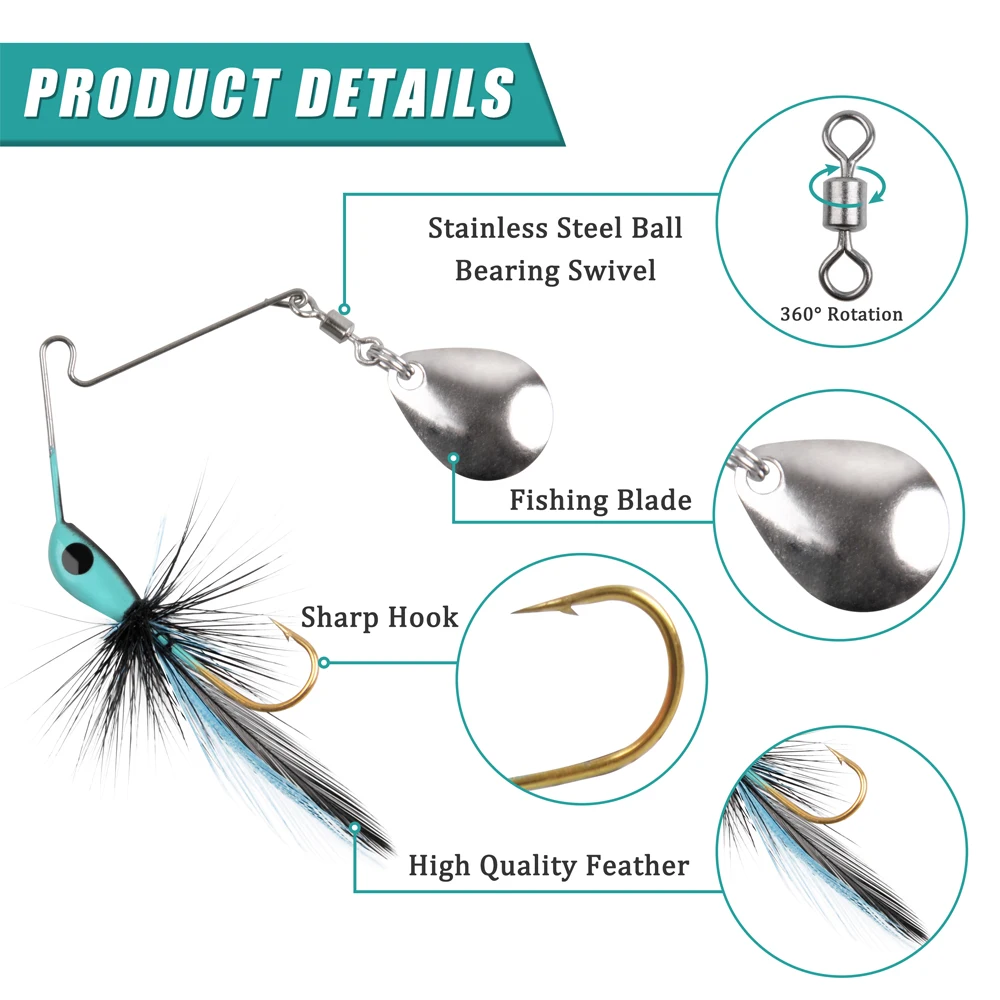 Spinnerbait metálico señuelo giratorio para lubina, lucio y trucha - imagen 5