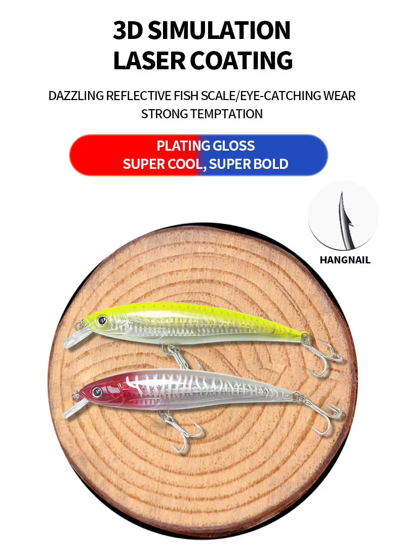 Señuelo artificial Minnow con anillas reforzadas y anzuelos triples