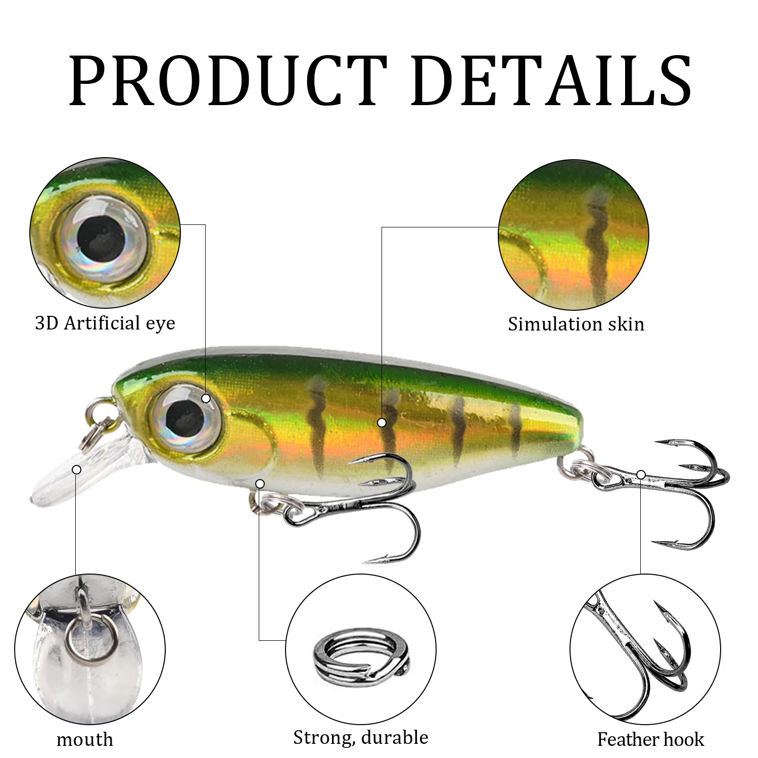 Mini Minnow Wobbler 4,5 cm Señuelo Lubina - Crankbait Jerkbait - imagen 5
