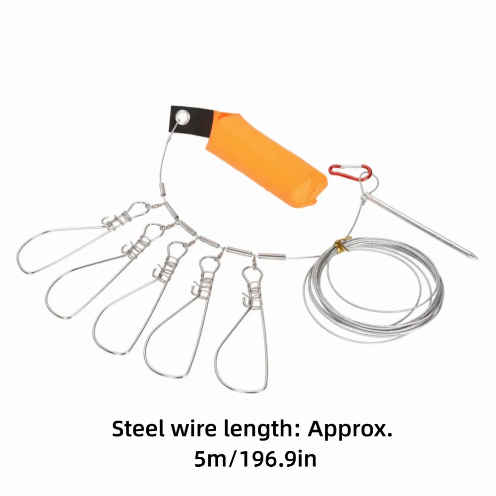 Cable de pesca naranja con broches de seguridad
