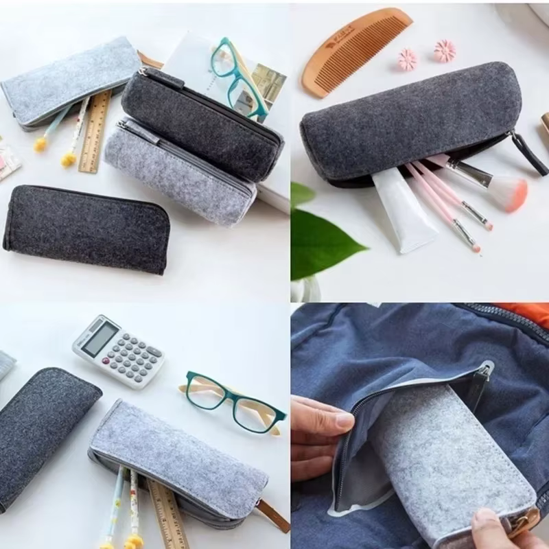 Estuche de Fieltro Retro para Lápices y Bolígrafos – Estampado Vintage con Cremallera - imagen 4