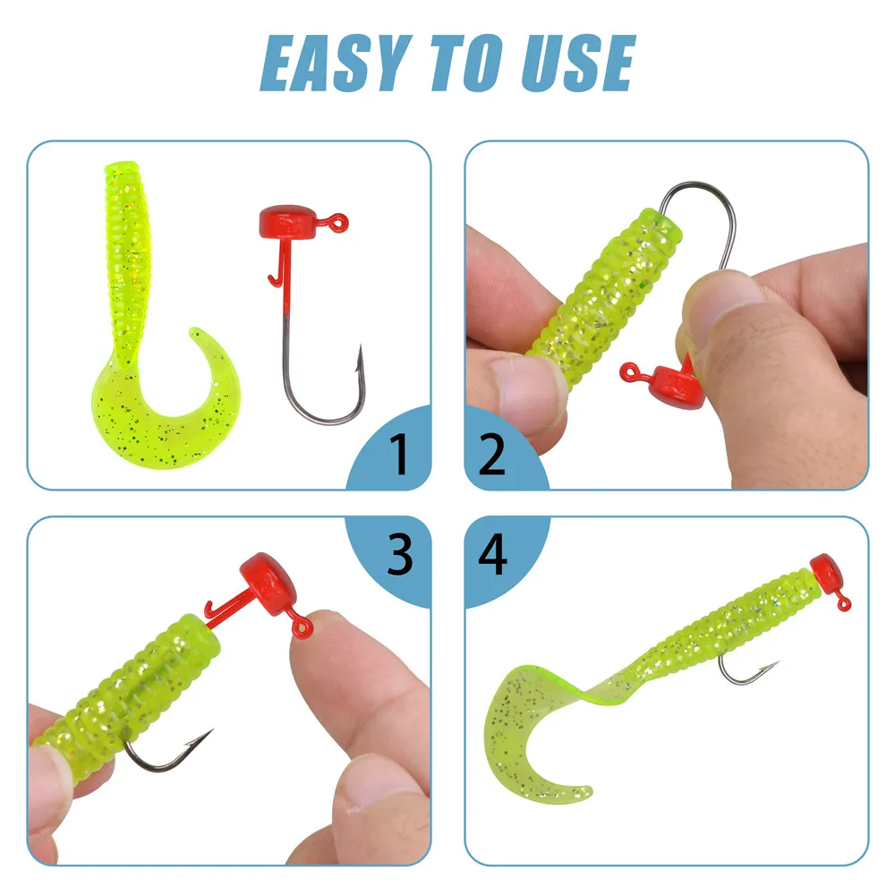 Cabezal jig con cebo de plástico blando