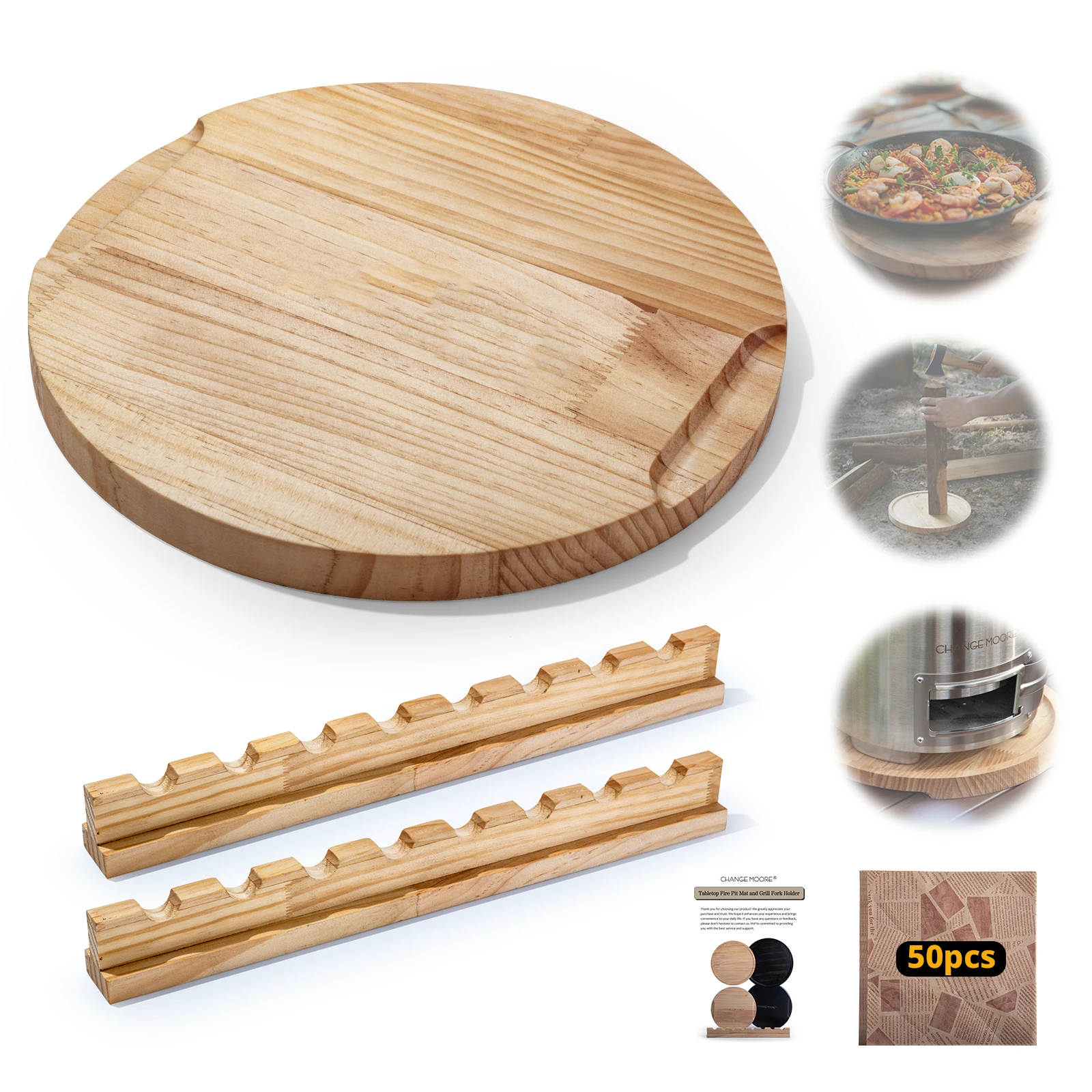 Trivet redondo para fogata de mesa según tamaño